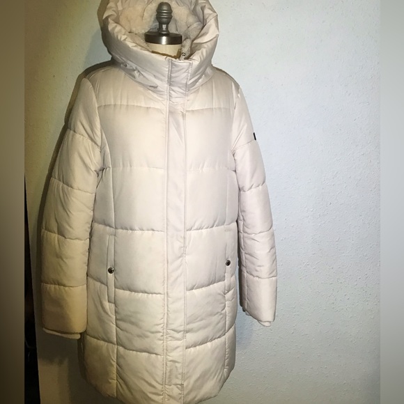 Sam Edelman ivory puffy hoodie jacket size large - Picture 2 of 11